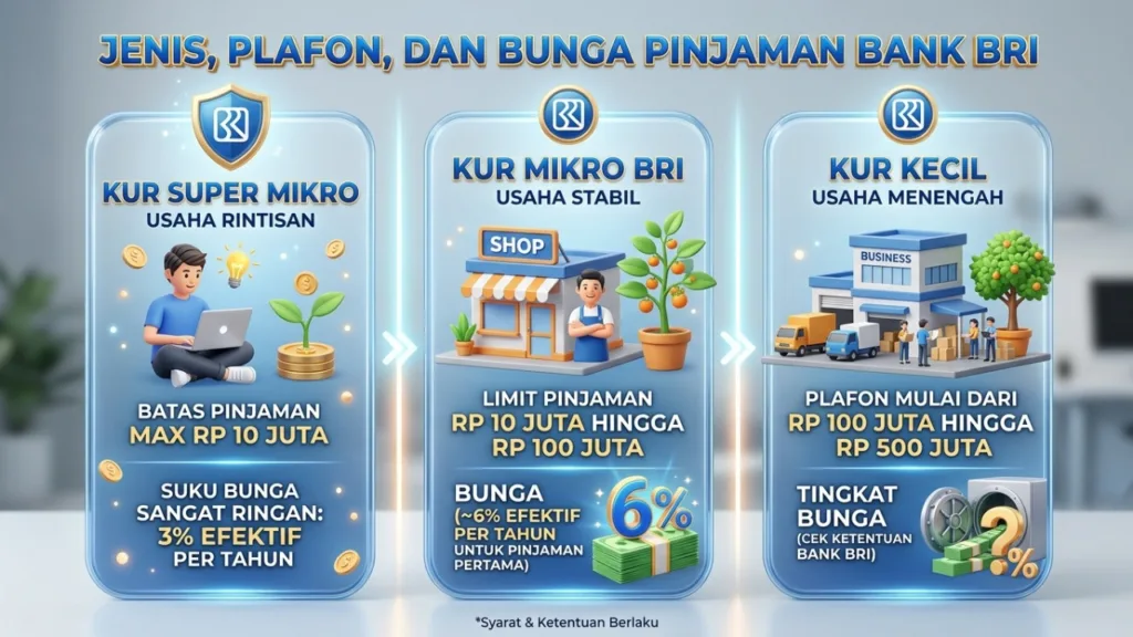 Jenis Plafon Dan Bunga Pinjaman Bank Bri