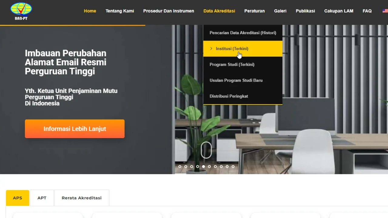Pilih Menu Data Akreditasi Di Bilah Navigasi Bagian Atas
