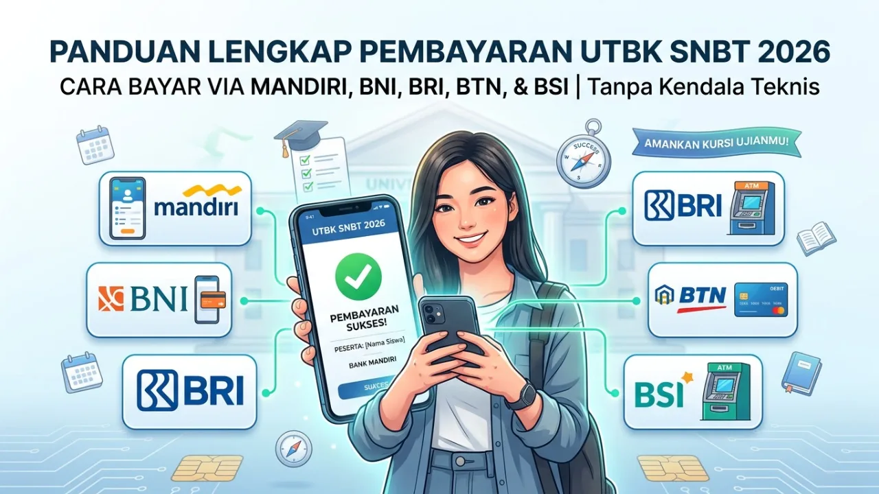 Cara Pembayaran UTBK SNBT 2026 Mandiri, BNI, BRI, BTN, BSI