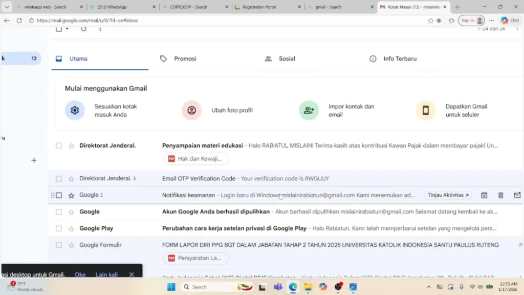 Cek Email Npwp