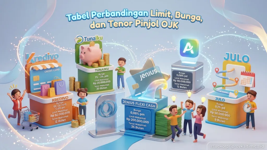 Tabel Perbandingan Limit Bunga Dan Tenor Pinjol Ojk